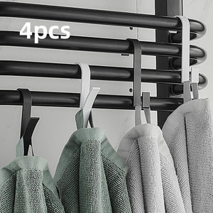 4PCS Space Aluminum Radiator Hooks Heating Towel Rack Coat Hook Radiator Bracket Bathroom Hook Clothes Hanger Kitchen Holder